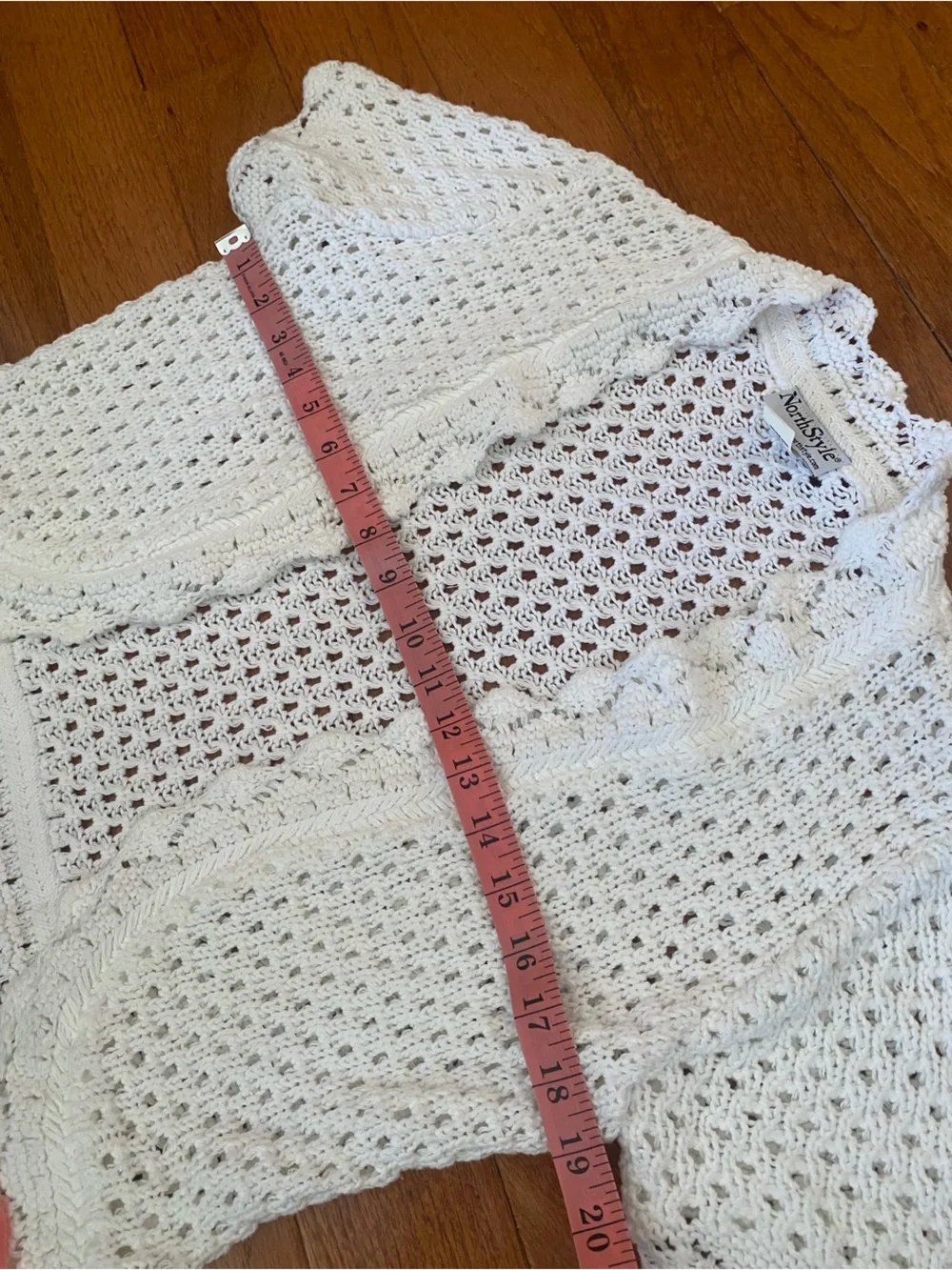 NorthStyle White Open Knit Crochet Cardigan Sweater Shrug Boho Cottagecore Small - Picture 9 of 10